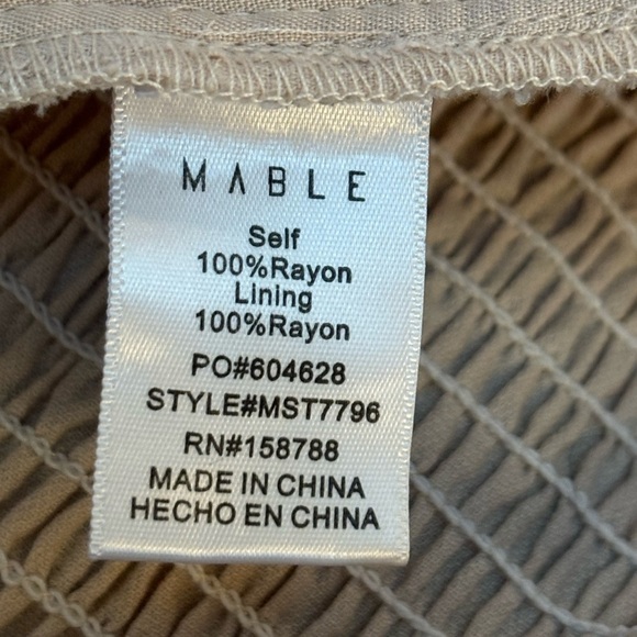 MABLE LOVE ECRU RAYON PLEATED BEIGE SUMMER BEACH TAN TUBE TOP SIZE MED NWT - Picture 10 of 14